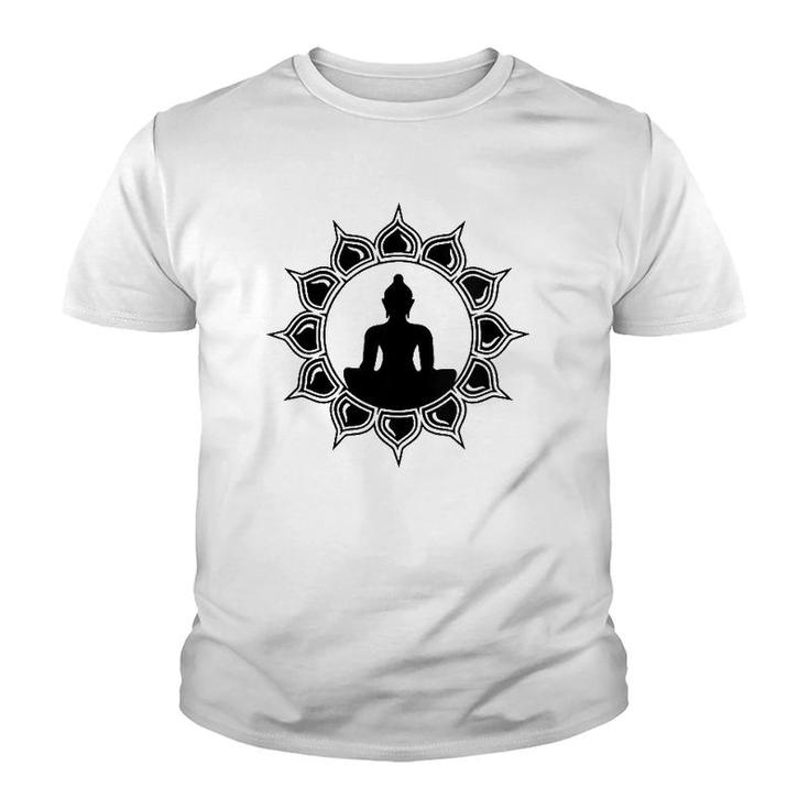 Womens Buddha Lotus Meditation Anahata Heart Chakra Om Yoga Symbol V-Neck Youth T-shirt