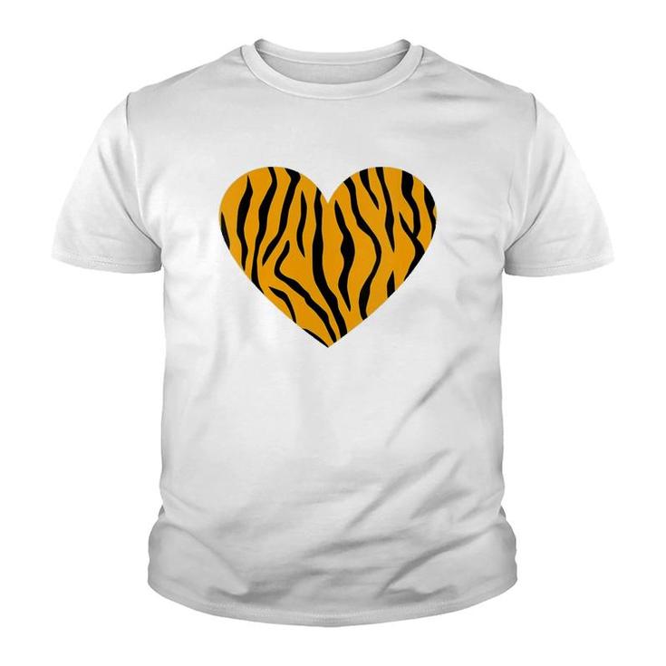 Womens Cool Animal Tiger Print Heart Valentine Youth T-shirt
