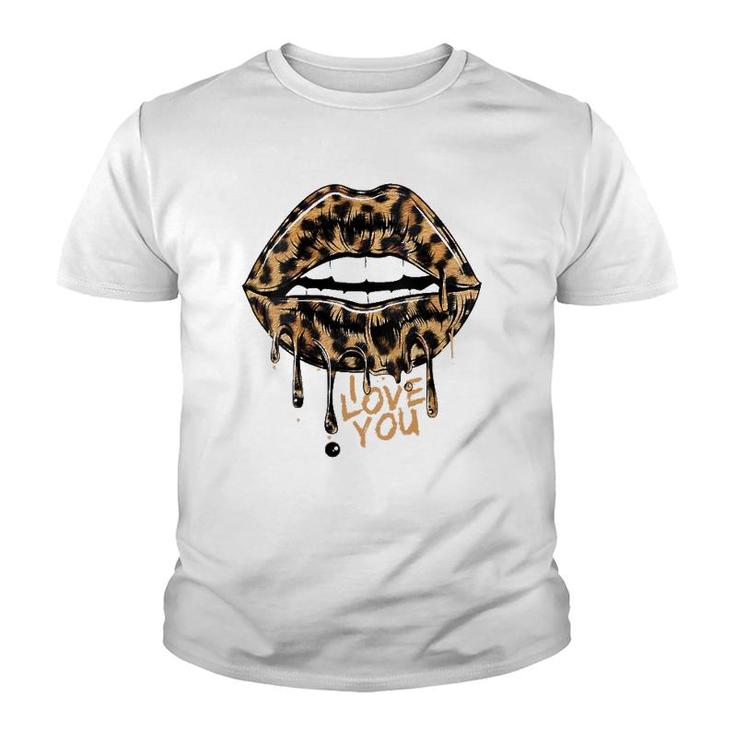 Womens Cool Leopard Print Bite Cheetah Mom Mouth Sexy Leopard Lips Youth T-shirt
