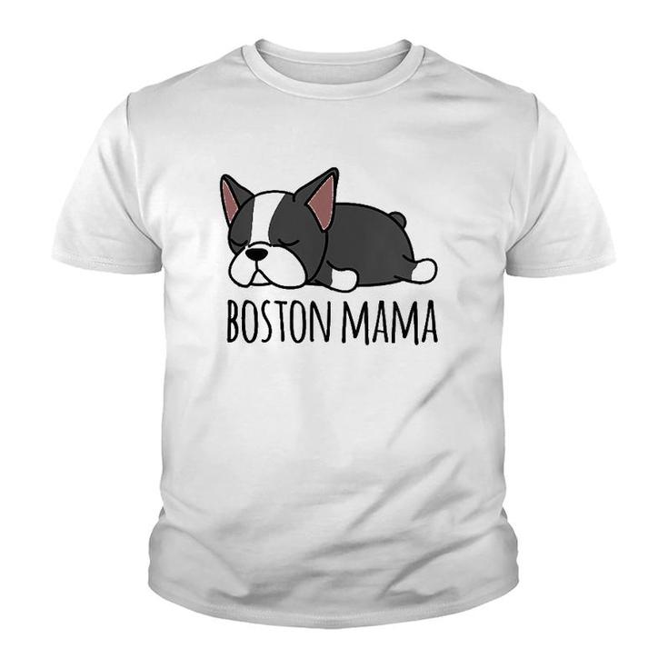 Womens Cute Boston Terrier, Boston Mama V-Neck Youth T-shirt
