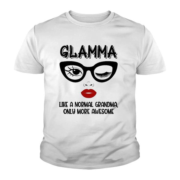 Womens Glamma Like A Normal Grandma Only More Awesome Winking Eye Youth T-shirt