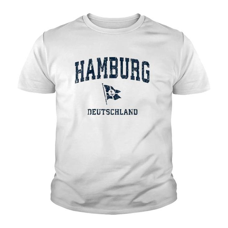 Womens Hamburg Germany Vintage Sports Navy Boat Anchor Flag  Youth T-shirt