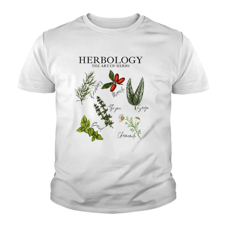 Womens Herbology The Art Of Herbs Thyme Rosemary Basil Chamomile V-Neck Youth T-shirt