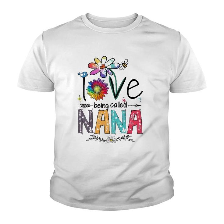 Womens I Love Being Called Nana Daisy Flower Cute Mother's Day V-Neck Youth T-shirt