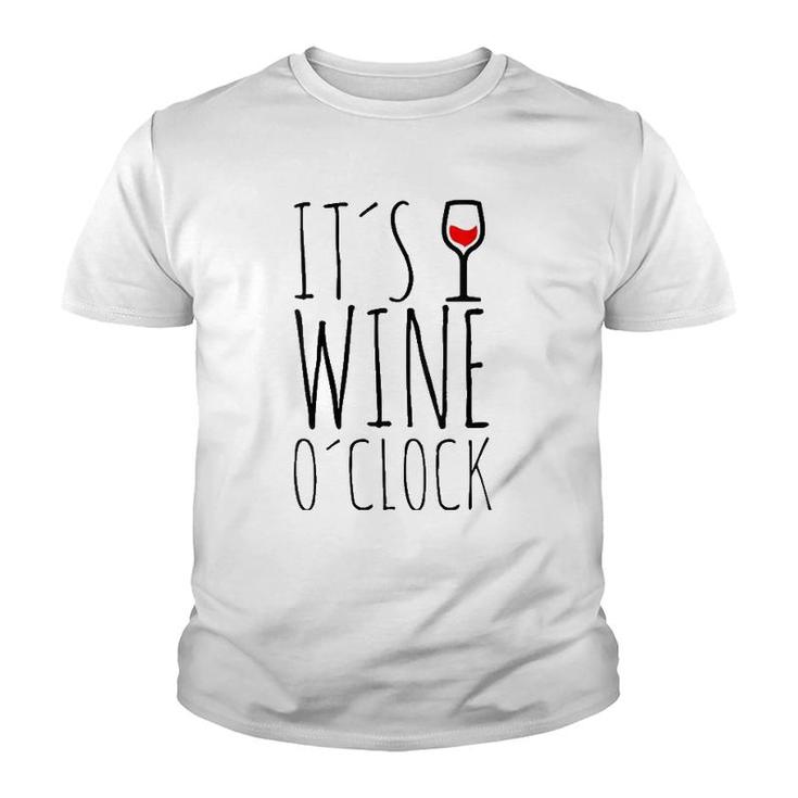 Womens It's Wine O'clock Time Red Wine Youth T-shirt