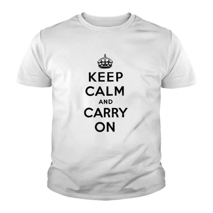 Womens Keep Calm And Carry On Poster Vintage  Youth T-shirt