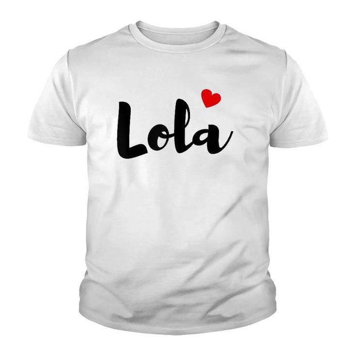 Womens Lola Red Heart Grandmother Filipino Black Text Youth T-shirt
