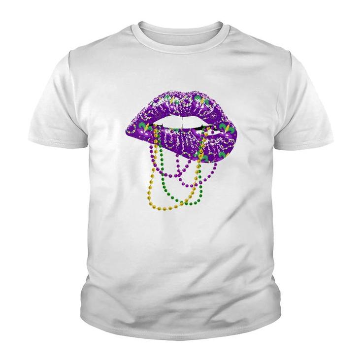 Womens Mardi Gras  For Women Lips Queen Carnival Costume Gift  Youth T-shirt