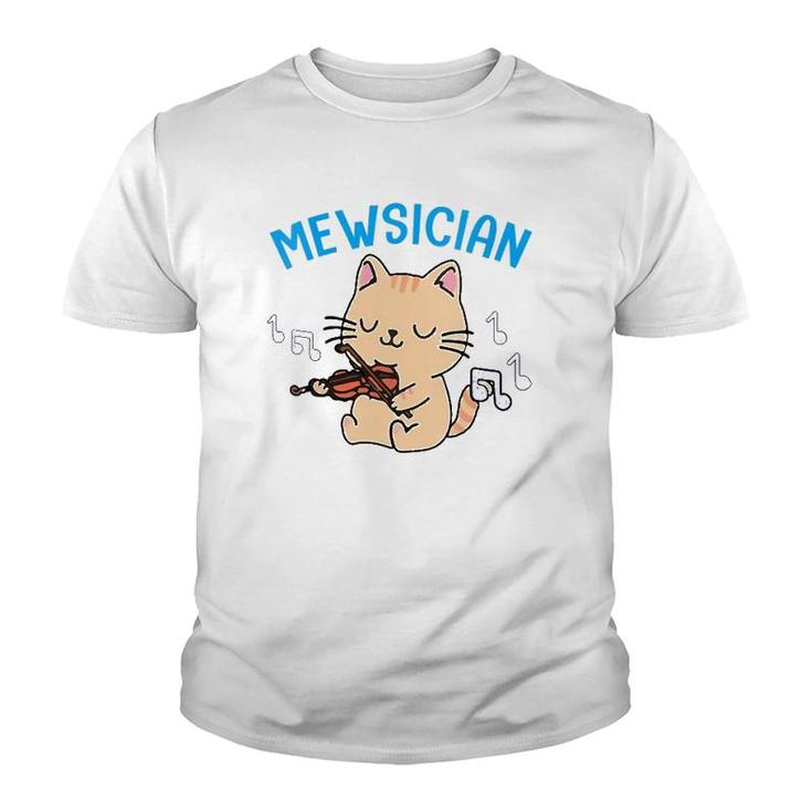 Womens Mewsician Gift For Cat Lover Music Lover Cat Mom Musician V-Neck Youth T-shirt