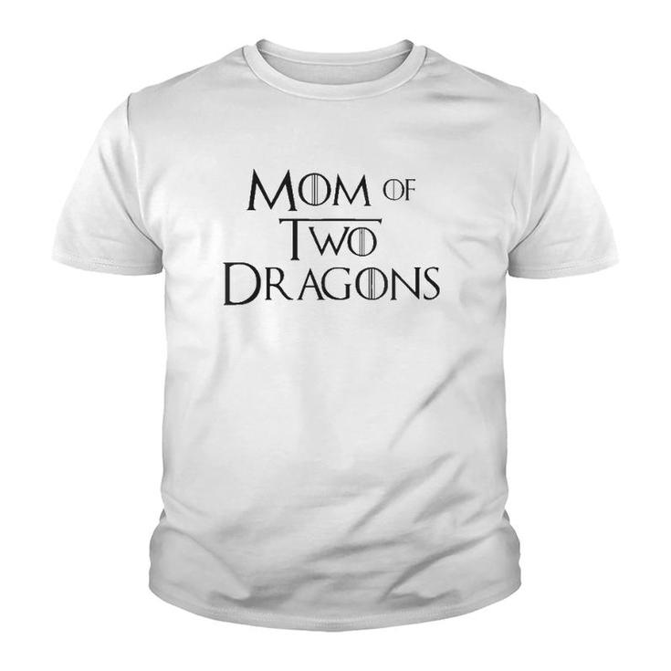 Womens Mom Of Two Dragons Funny Mothers Day Gifts For Women V-Neck Youth T-shirt