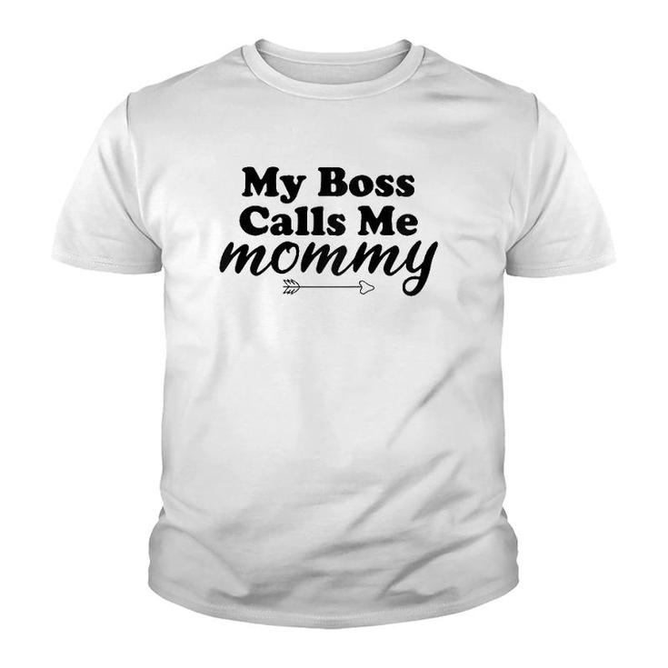 Womens My Boss Calls Me Mommy Mother Funny Mom Raglan Baseball Tee Youth T-shirt