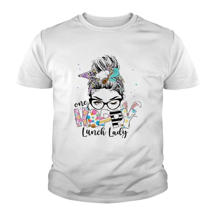 Womens One Hoppy Lunch Lady Cafeteria Staff Easter Outfit Youth T-shirt