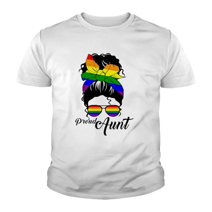 Womens Proud Aunt Mother's Day Gay Pride Lgbt-Q Youth T-shirt