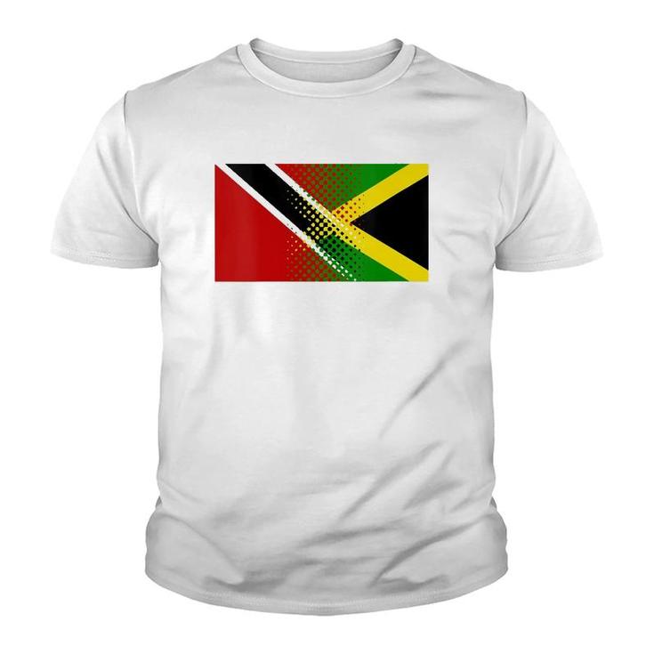 Womens Proud Jamaican Trinidadian Gift Trinidad And Jamaica Flag V-Neck Youth T-shirt