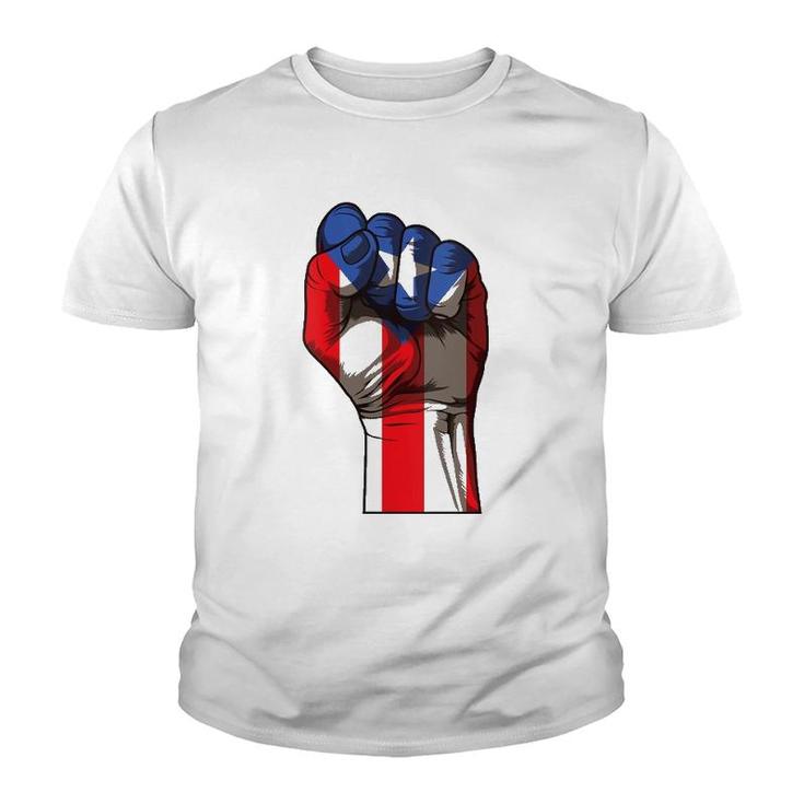 Womens Puerto Rico Pride Raised Fist Boricua Flag  Youth T-shirt