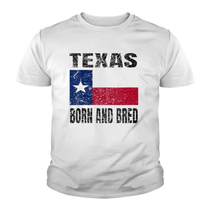 Womens Texas Born And Bred - Vintage Texas Flag V-Neck Youth T-shirt