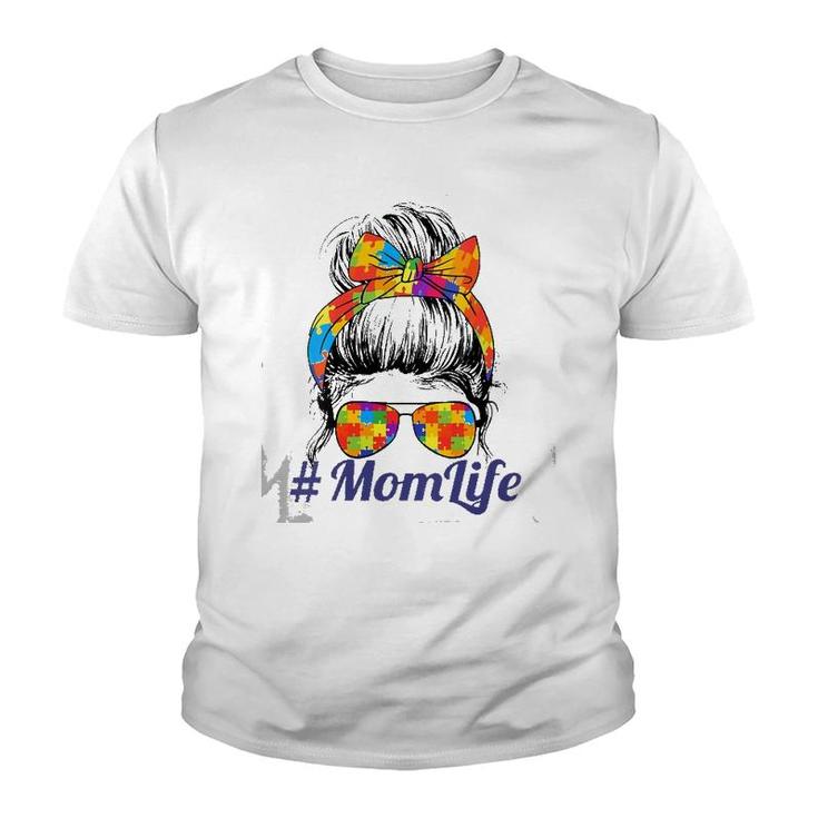 Womens Th Autistic Autism Awareness Mom Life Women Mother V-Neck Youth T-shirt