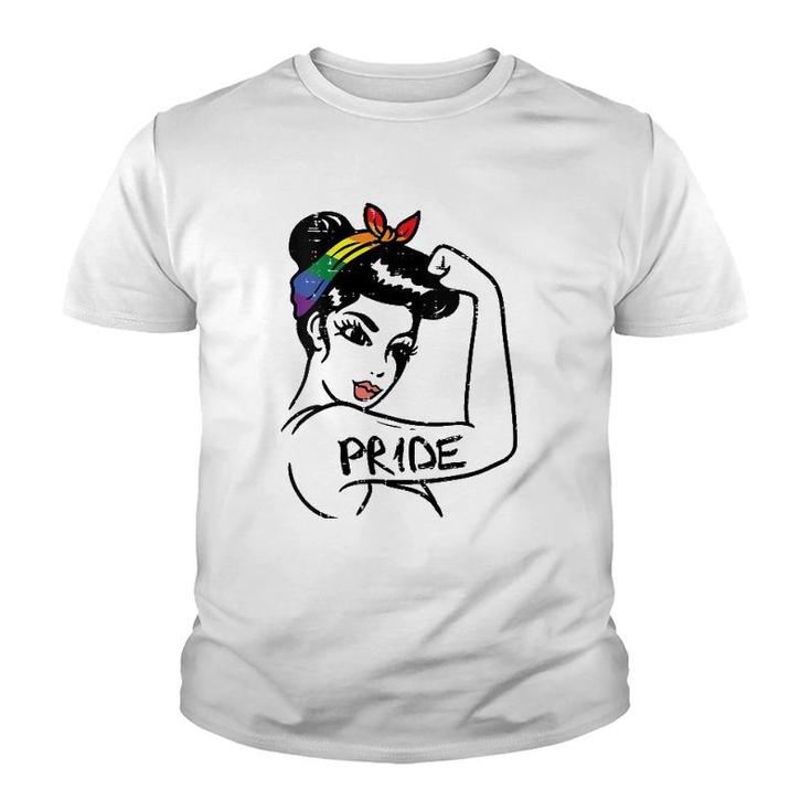 Womens Unbreakable Strong Woman Rainbow Gay Pride Lgbt Women Gift V-Neck Youth T-shirt