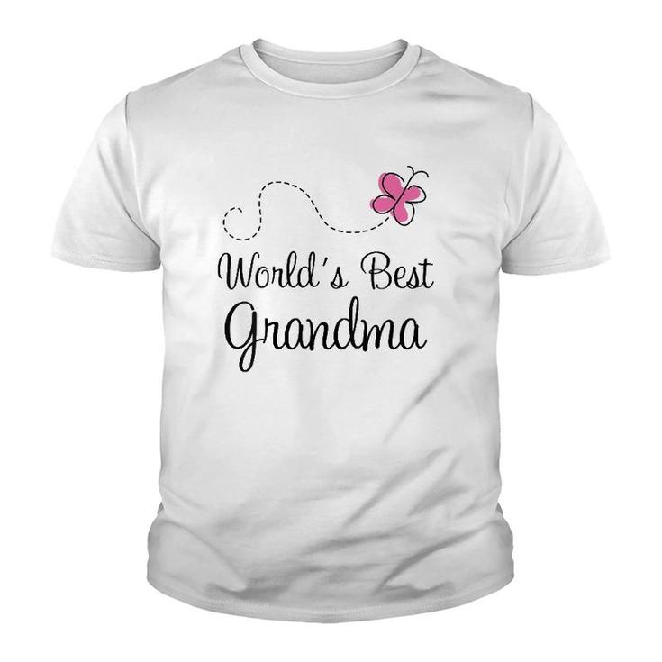 Womens World's Best Grandma Gift For Grandmother V-Neck Youth T-shirt