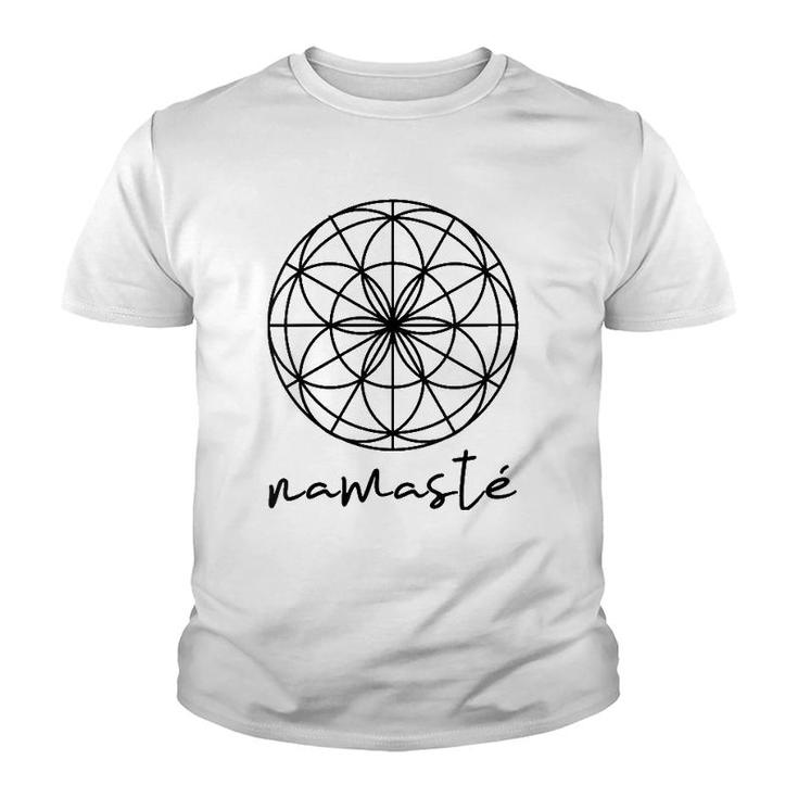 Womens Yoga Mamas Outfit Namasté Lettering Flower Ornament Black Youth T-shirt