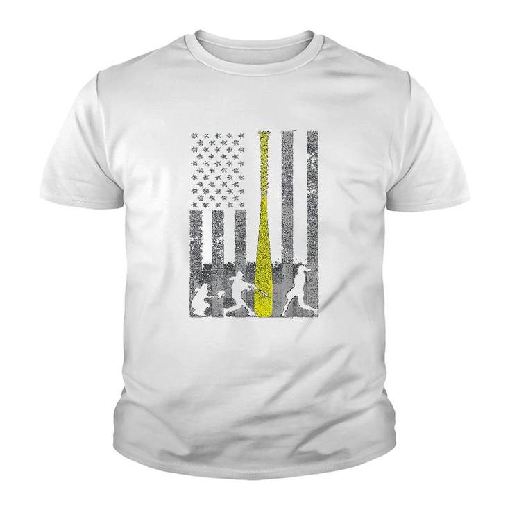 Yellow Softball Flag Youth T-shirt