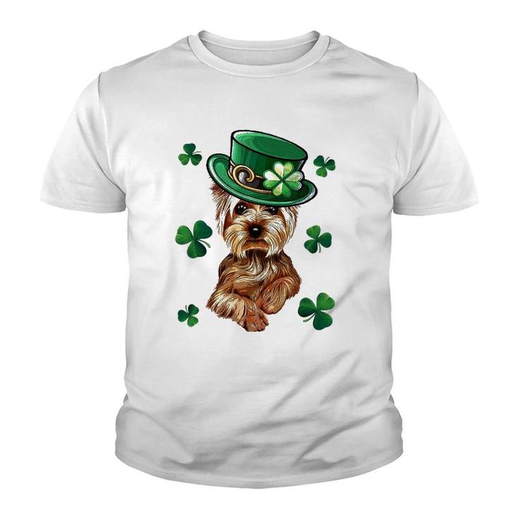 Yorkshire Terrier  StPatrick's Day Dog Shamrock Youth T-shirt