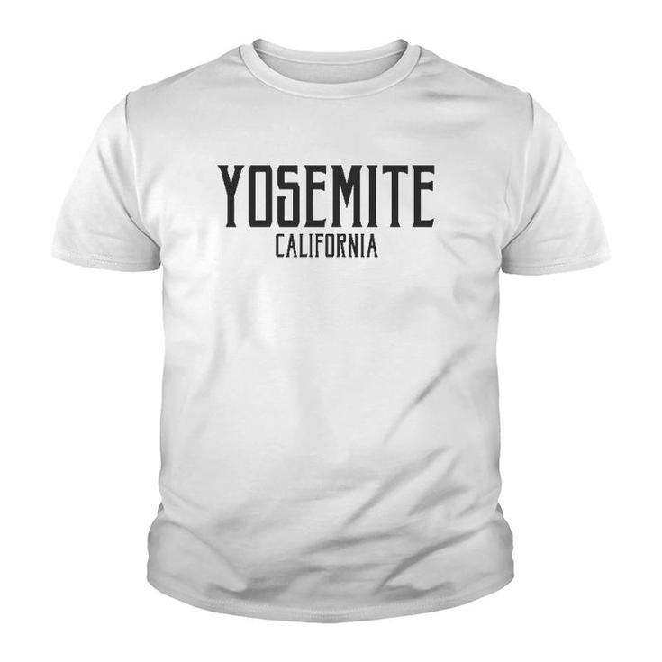 Yosemite California Ca Vintage Text Black With Black Print  Youth T-shirt