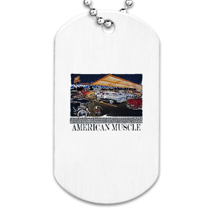 American Muscle Classic Hotrod Car Truck Drive In Cruise Graphic Dog Tag