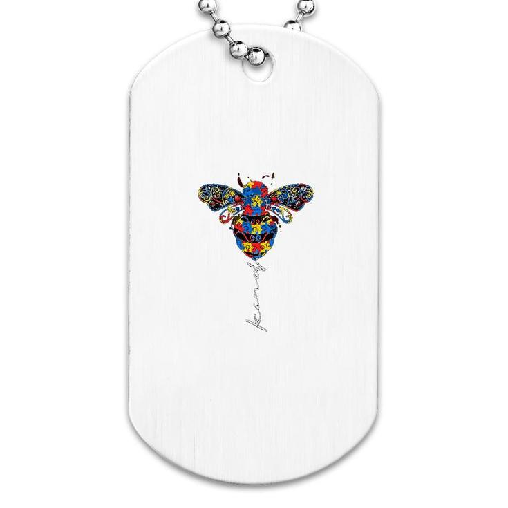 Be Kind Awareness Love Puzzle Piece Bee Kind Dog Tag