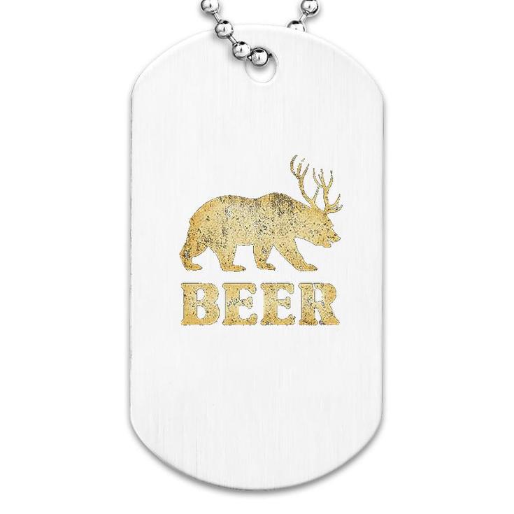 Bear Deer Beer Funny Dog Tag