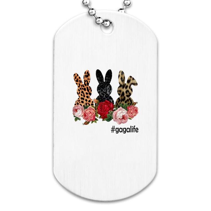Cute Bunny Flowers Gaga Life Happy Easter Sunday Floral Leopard Plaid Women Gift Dog Tag
