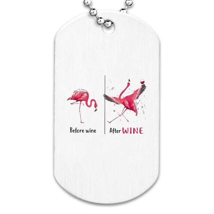 Flamingo Before And After Wine Dog Tag