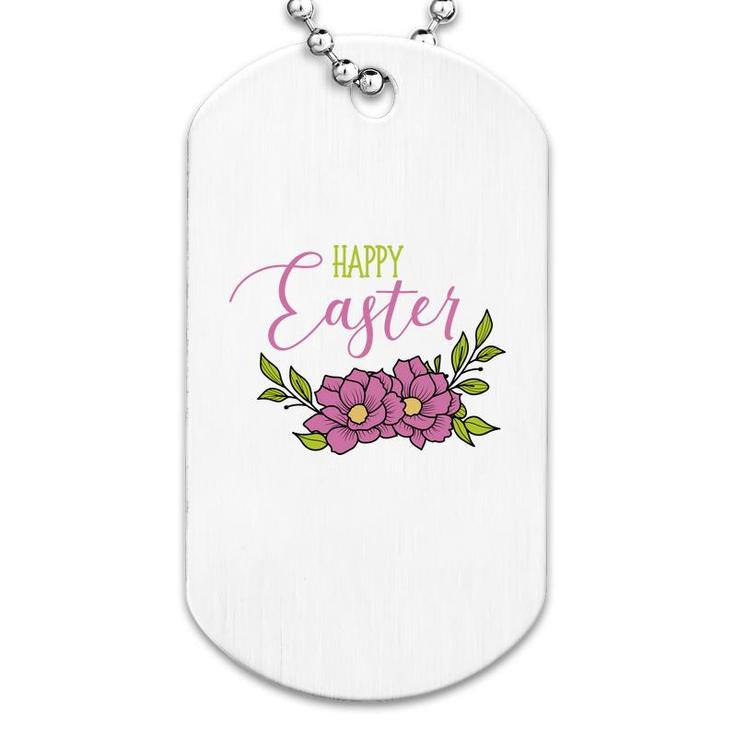 Floral Happy Easter Dog Tag