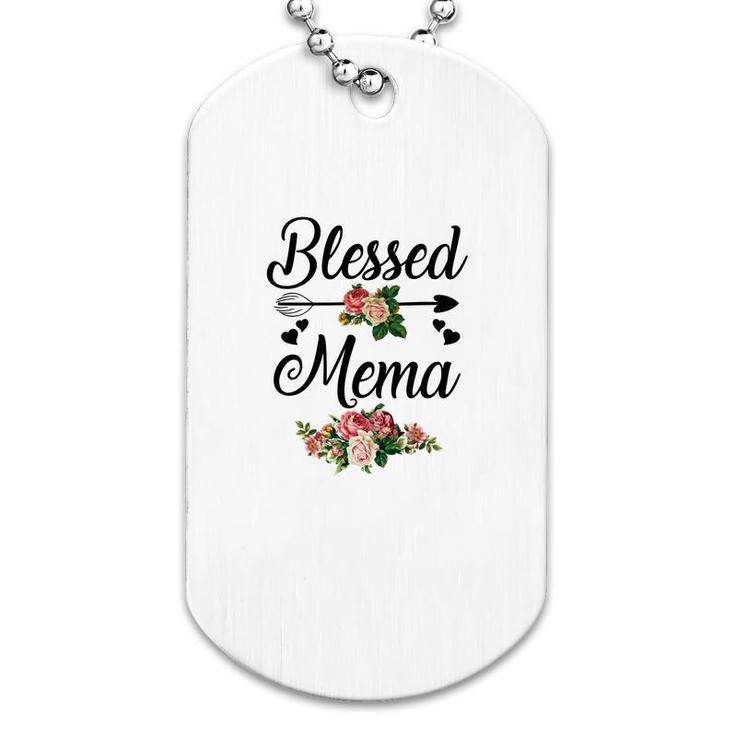 Flower Blessed Mema White Dog Tag