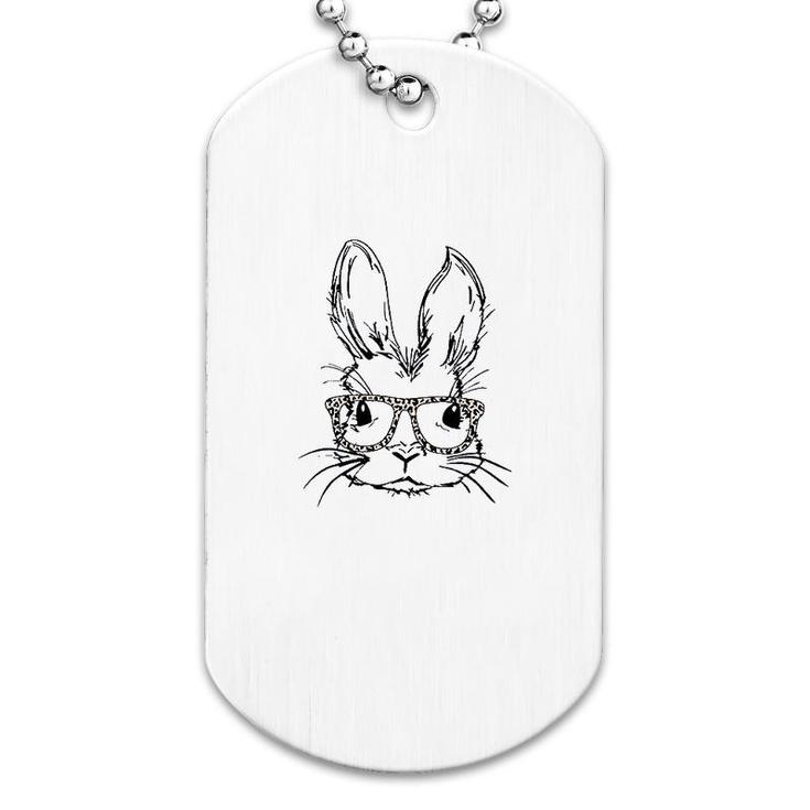 Funny Bunny Rabbit With Leopard Glasses Dog Tag
