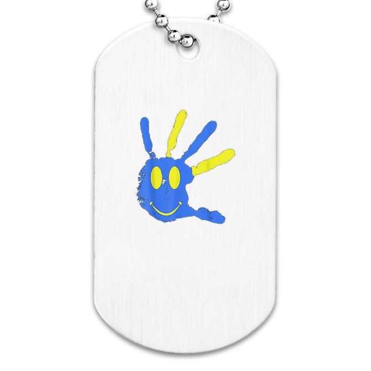 Hand Smiley Face Down Dog Tag