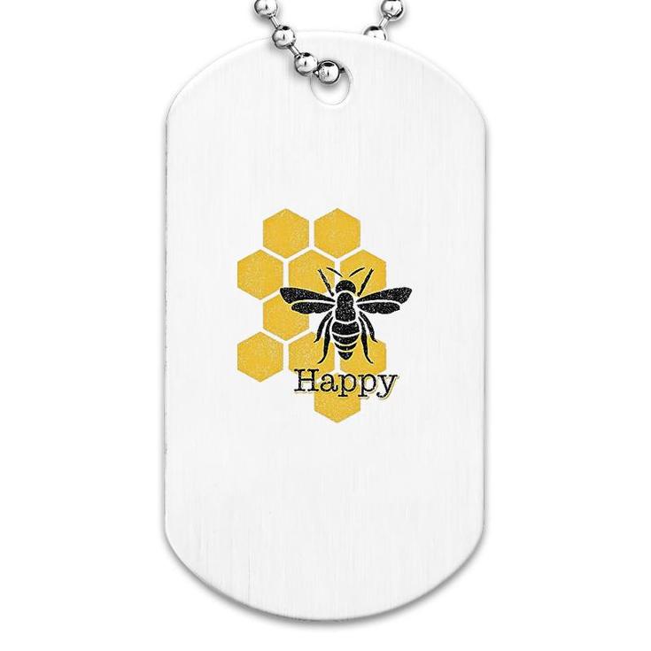 Honeycomb Bee Happy Dog Tag