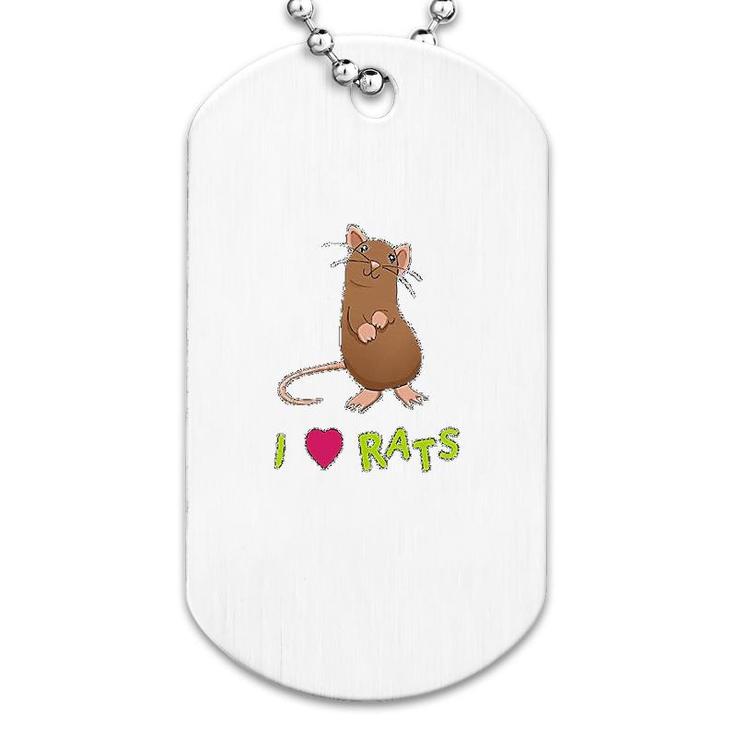 I Love Rats Funny Dog Tag