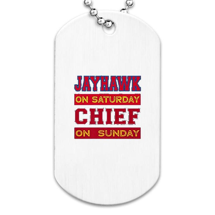 Jayhawk On Saturday Chief On Sunday Souvenir Dog Tag