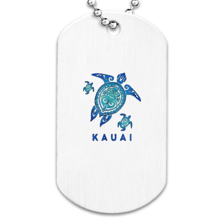 Kauai Hawaii Sea Blue Tribal Turtle Dog Tag