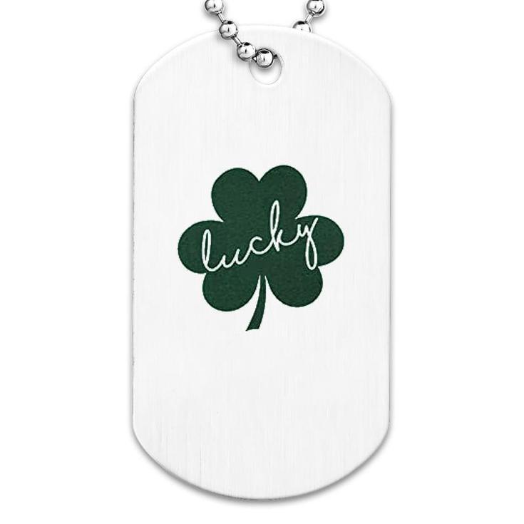 Lucky St Patricks Day Irish Shamrock Dog Tag