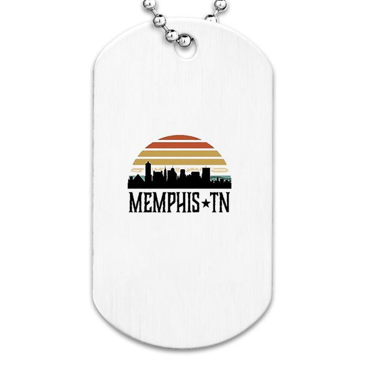 Memphis Tennessee Skyline Retro Sunset Dog Tag