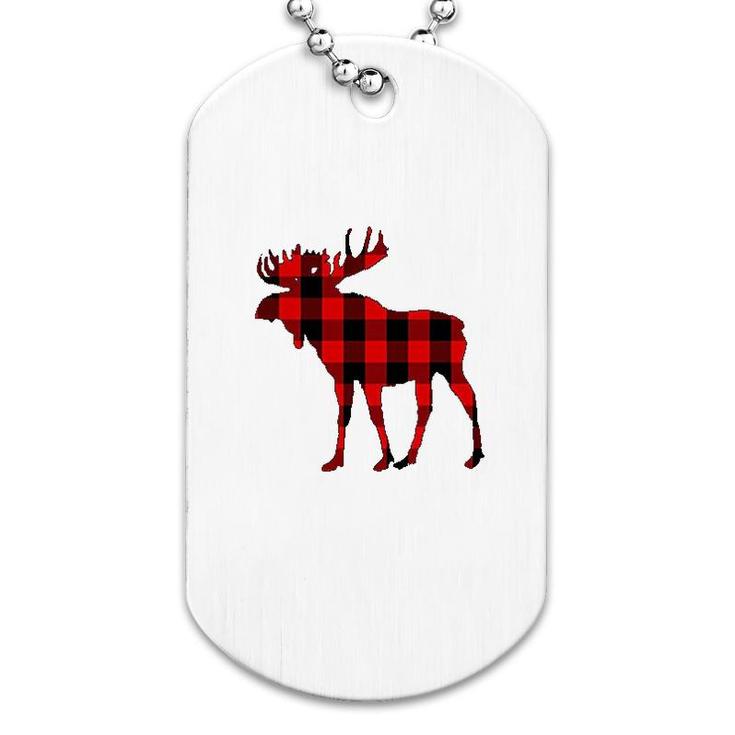 Moose Buffalo Red Plaid Gift Dog Tag