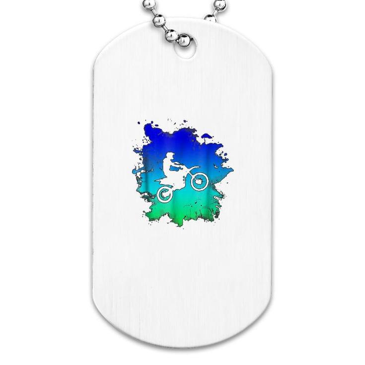 Motocross And Dirt Bike Water Color Dog Tag