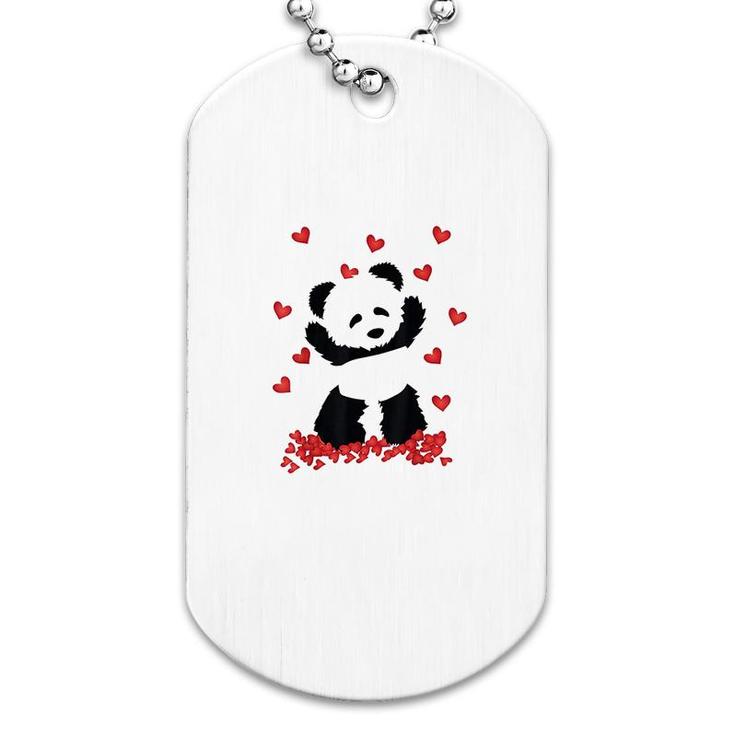 Panda With Hearts Valentines Day Dog Tag