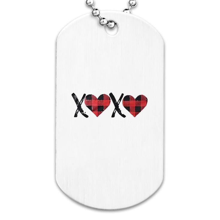 Plaid Heart Valentines Day Dog Tag