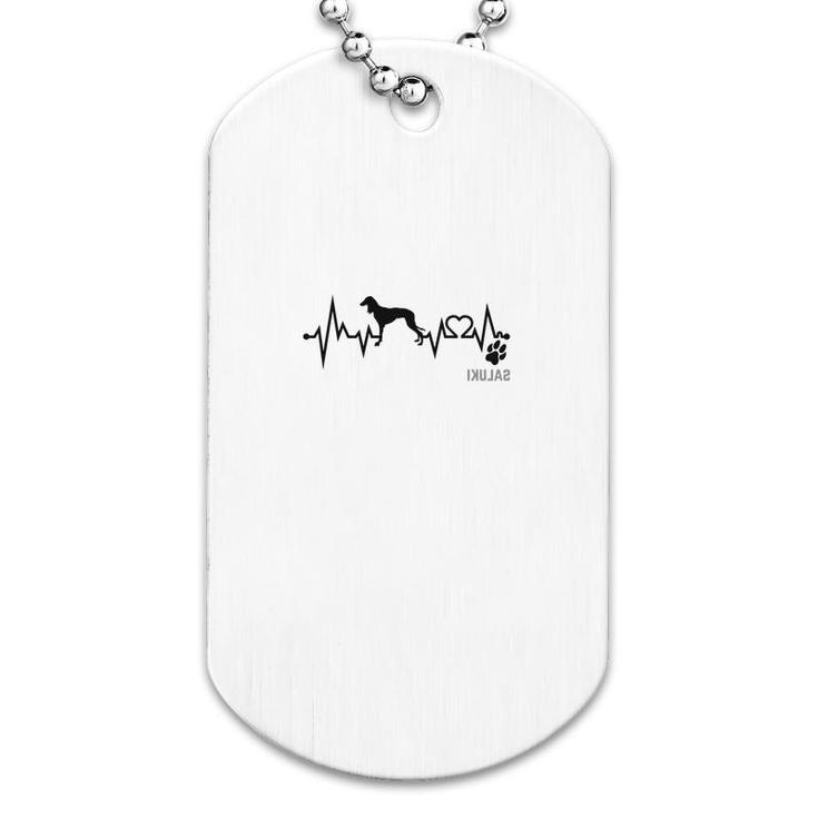Salukidog Heartbeat Dog Paw Dog Lovers Gift For Dog Moms And Dads Dog Tag