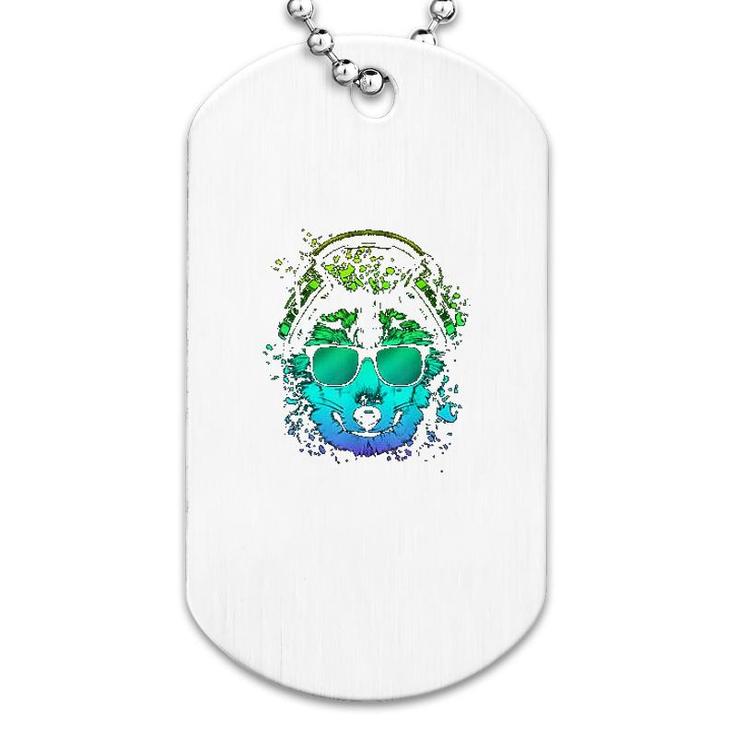 Trippy Dj Gift Edm Techno House Wolves Psychedelic Wolf Dog Tag