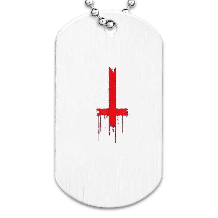 Upside Down Inverted Cross Dog Tag