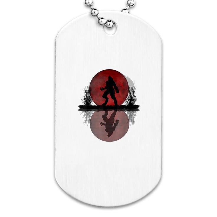 Wolf And Red Moon Dog Tag